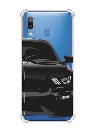 Чехол с утолщёнными углами на samsung galaxy a30 (2019)/a20 (2019) авто чёрное (принт 232)