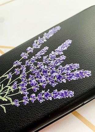 Чехол-книжка с рисунком для xiaomi redmi note 8 pro черный; лаванда (принт 28) 2