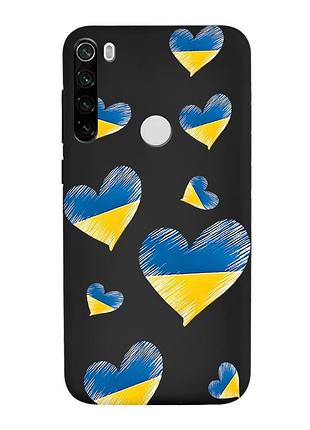 Матовий чорний чохол на xiaomi redmi note 8t :: сердечка. україна (принт 258)
