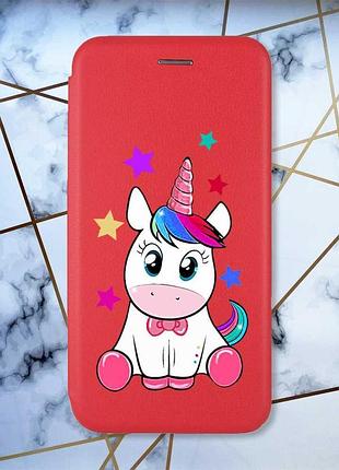 Чехол-книжка с рисунком для samsung galaxy a50 (2019) a505/a30s красный; единорог (принт 102)