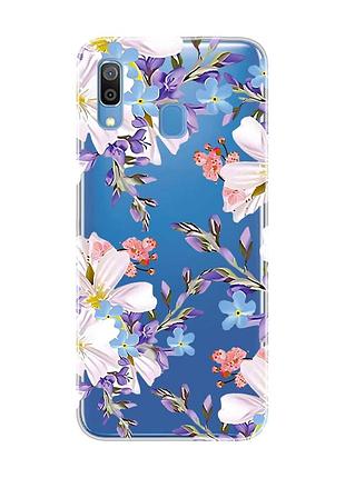 Прозрачный чехол на samsung galaxy a30 (2019)/a20 (2019) цветочный рисунок (принт 272)