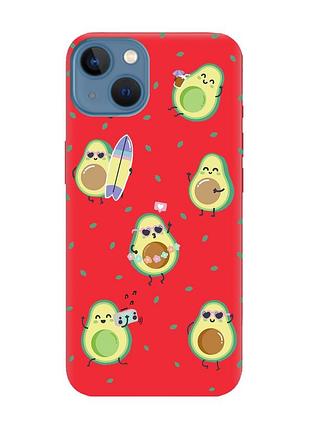 Матовий червоний чохол на apple iphone 13 :: авокадо на відпочинку (принт 302)