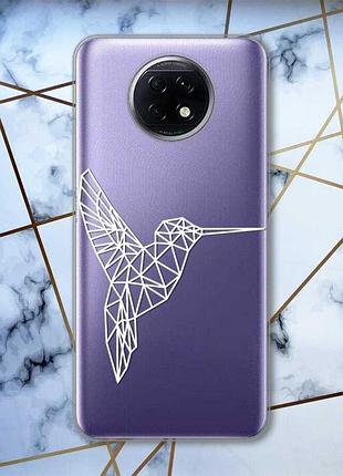 Прозрачный чехол для xiaomi redmi note 9t/redmi note 9 5g колибри (принт: 123)