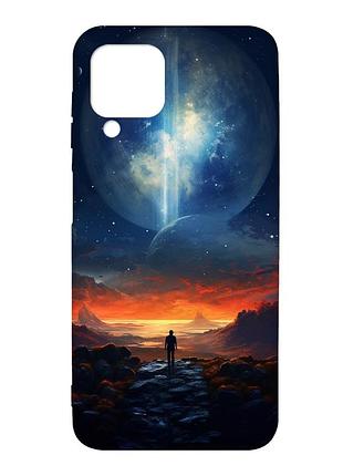 Чехол с черными боками на samsung galaxy a12 :: космос (принт 247)