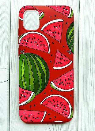 Матовий червоний чохол на samsung galaxy a04e/a042 :: кавуни (принт 341)
