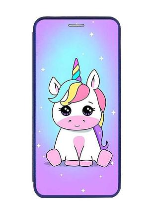 Чохол-книжка з малюнком для samsung a55 (a556) синій :: єдиноріг (принт 103)