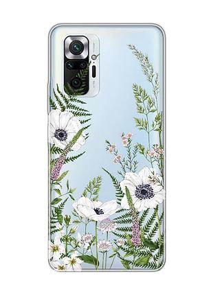 Прозрачный чехол для xiaomi redmi note 10 pro / 10 pro max :: цветы полевые (принт 363)