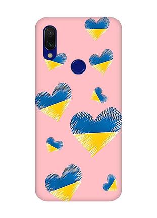 Матовий чохол з рожевими боками на xiaomi redmi 7 :: сердечка. україна /принт 258/