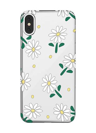 Прозрачный чехол на iphone x / xs :: ромашки (принт 368)