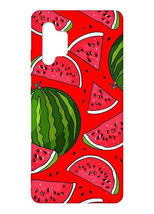 Матовый красный чехол на samsung galaxy a32 :: арбузы (принт 341)