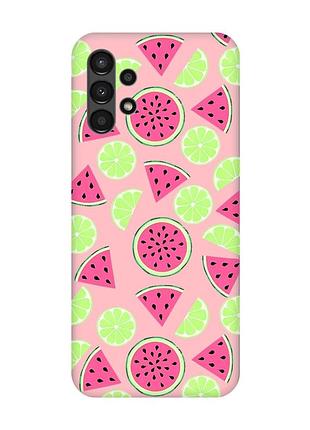 Матовый розовый чехол на samsung a13 4g :: арбузы и лайм (принт 345)