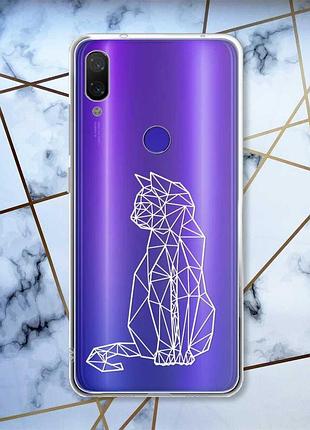 Прозорий чохол на xiaomi redmi note 7/7 pro котик /принт 125/