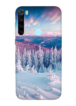 Чехол с красными боками на xiaomi redmi note 8t :: зимние горы (принт 163)