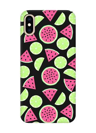 Матовый черный чехол на iphone xs max :: арбузы и лайм (принт 345)