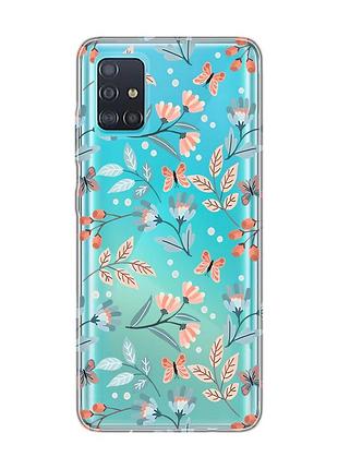 Прозорий чохол на samsung galaxy a51 квітковий фон (принт 370)