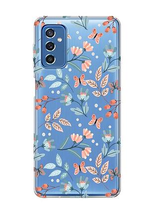 Прозрачный чехол на samsung galaxy m52 :: цветочный фон (принт 370)