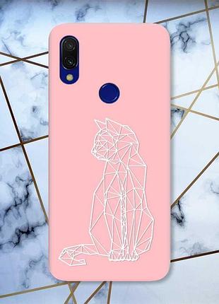 Матовий чохол з рожевими боками на xiaomi redmi 7 :: котик /принт 125/