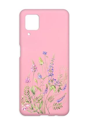 Матовый розовый чехол на samsung galaxy a12 :: цветочная идиллия (принт 382)
