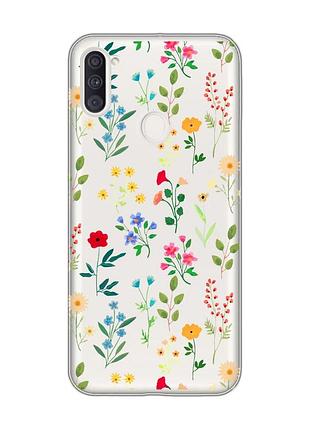 Прозрачный чехол на samsung galaxy a11 :: цветочный фон (принт 269)