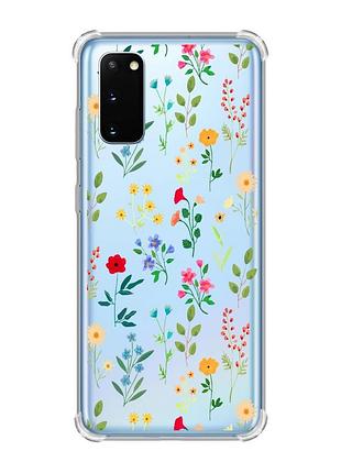 Чохол із потовщеними кутами на samsung galaxy s20 plus :: квітковий фон (принт 269)