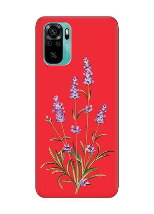 Матовий червоний чохол на xiaomi redmi note 10 / note 10s :: гілочки лаванди (принт 266)