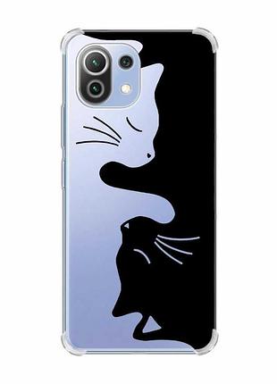 Чохол з потовщеними кутами на xiaomi mi 11 lite :: котики (принт 118)