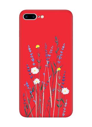 Матовий червоний чохол на iphone 7 plus/8 plus :: польові квіти (принт 270)
