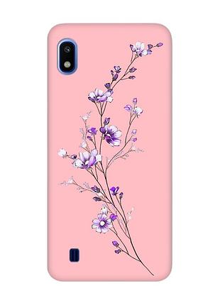 Матовий рожевий чохол на samsung galaxy a10 (2019) a105 :: гілочка квітів (принт 278)