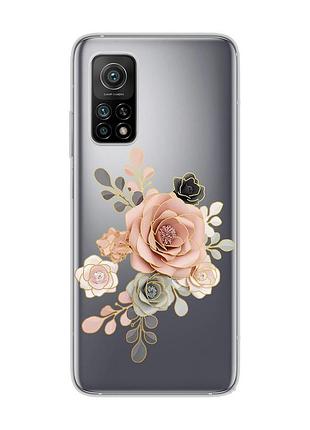 Прозрачный чехол на xiaomi mi 10t/mi 10t pro :: розы (принт 275)