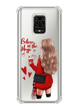 Чохол з потовщеними кутами на xiaomi redmi note 9 pro/ 9s/ 9 pro max :: дівчина з кавою (принт 137)