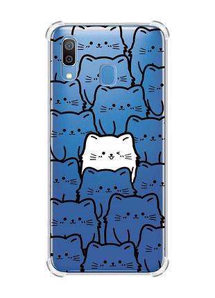 Чехол с утолщёнными углами на samsung galaxy a30 (2019)/a20 (2019) котики (принт 392)