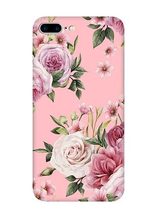 Матовый розовый чехол на iphone 7 plus/8 plus :: розовые цветы (принт 287)