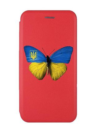 Чехол-книжка с рисунком для samsung galaxy a12 красный :: бабочка украина (принт 255)