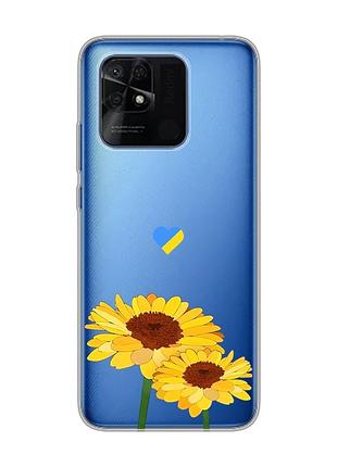 Прозрачный чехол на xiaomi redmi 10c :: желтые цветы (принт 364)