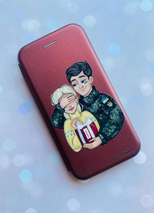 Чехол-книжка с рисунком для xiaomi redmi note 10 pro/10 pro max бордовый :: подарок победа (принт 178) 2