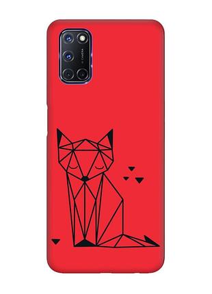 Матовий червоний чохол на oppo a52/ a72/ a92 :: лисиця (принт 126)