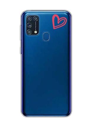Прозорий чохол на samsung galaxy m31 :: сердечко червоне (принт 46)
