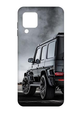 Матовый чехол с черными боками на samsung galaxy m32 / a22 / m22 4g :: авто чёрное (принт 235)