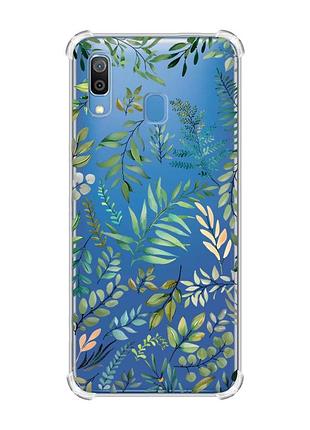 Чохол з потовщеними кутами на samsung galaxy a30 (2019)/a20 (2019) рослинний фон (принт 377)