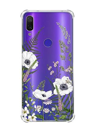 Чехол с утолщёнными углами на xiaomi redmi note 7/7 pro :: цветы полевые /принт 363/