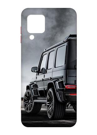 Матовый чехол с красными боками на samsung galaxy m32/a22/m22 4g :: авто чёрное (принт 235)