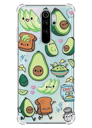 Чохол з потовщеними кутами на xiaomi redmi note 8 pro :: милі авокадо каваї (принт 305)