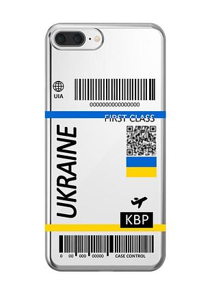 Прозрачный чехол на iphone 7 plus/8 plus :: авиабилет украина (принт 262)