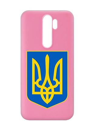 Матовый розовый чехол на xiaomi redmi note 8 pro :: тризуб украина (принт 256)