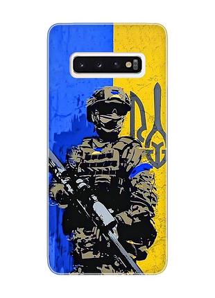 Чехол на samsung galaxy s10 :: солдат (патриотический принт 350)