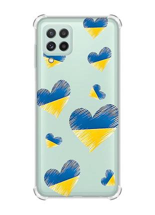 Чехол с утолщёнными углами на samsung galaxy a22 5g / a22s 5g :: сердечка. украина (принт 258)