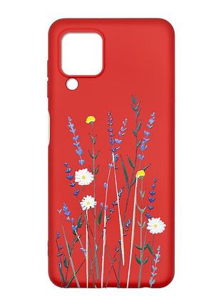 Матовий червоний чохол на samsung galaxy m32/a22/m22 4g :: польові квіти (принт 270)