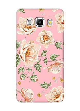 Матовый розовый чехол на samsung galaxy j5(2016) j510 :: цветы пастельные (принт 277)