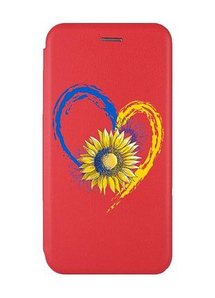 Чохол-книжка з малюнком для xiaomi redmi 8a червоний :: серце з соняхом (принт 260)