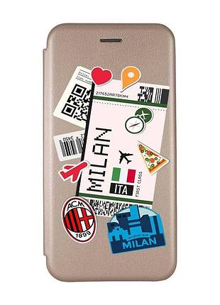 Чохол-книжка з малюнком на xiaomi redmi 7 :: золотий :: подорожі. італія /принт 325/